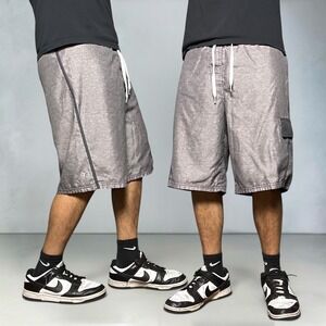 OP Ocean Pacific Grey Heathered Board Shorts Skater Baggy‎ Y2K Mens Size Medium